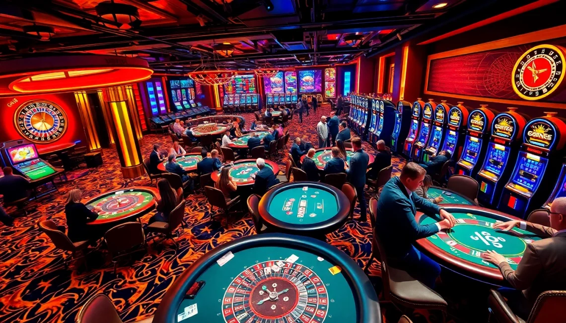 GO8 casino patrons enjoy thrilling games at vibrant poker and blackjack tables.