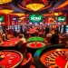 NOHU casino scene showcasing players at poker tables and roulette wheels.