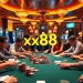 Experience the thrill of xx88 at a polished poker table with players in an upscale casino environment.
