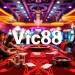 Vic88 casino experience with players at a gambling table, chips and cards in action.