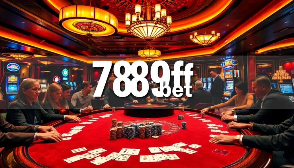 Engaged players at a lavish casino table placing their 789f bet amid vibrant gaming excitement.