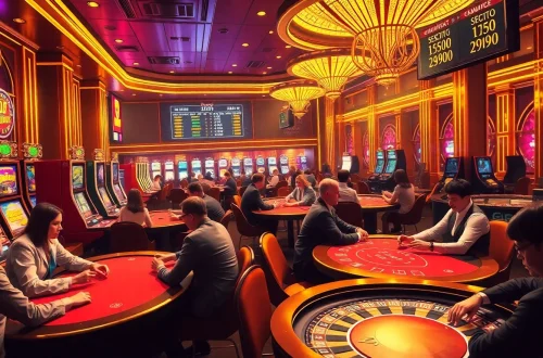 Experience the thrilling atmosphere of a casino with players at poker tables and "keonhacai" odds displayed prominently.