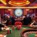 Experience the thrill of 888P with players enjoying poker at vibrant casino tables.