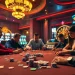 Experience the thrill of casino gameplay at https://nohu90.surf/ with intense poker action surrounded by vibrant slot machines.