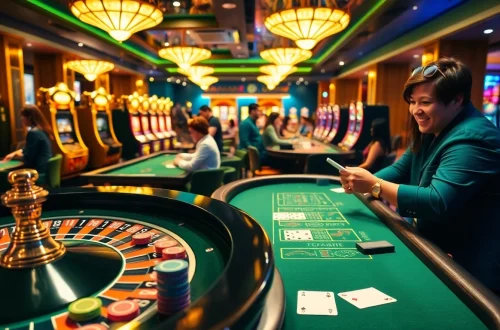 CM88 casino scene filled with roulette and blackjack tables capturing the excitement of gambling.