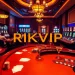 RIKVIP offers an unparalleled casino experience, showcasing vibrant games with players engaging intensely at poker tables.