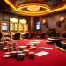Experience high-stakes poker action at S8's luxurious casino, featuring vibrant chips and cards.