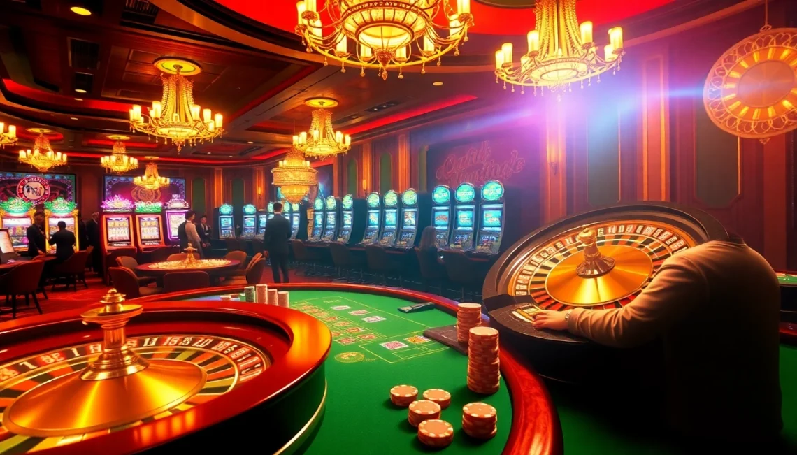 Experience the thrill of high-stakes poker at https://rr88k2.com/ with vibrant casino interiors, poker chips, and players in action.