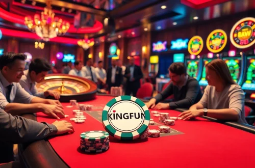 KINGFUN poker chips fill the table as players experience thrilling wins in an exhilarating casino atmosphere.