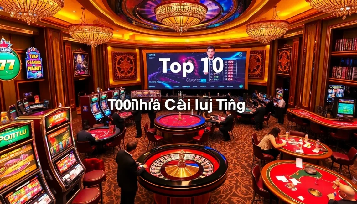 Experience the action as the top 10 nhà cái uy tín illuminate a vibrant casino scene with slot machines, poker games, and roulette.