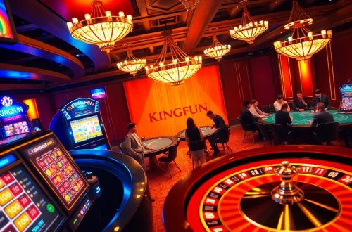 Experience the thrill of gambling at KINGFUN's vibrant casino floor, featuring roulette, poker, and slot machines.
