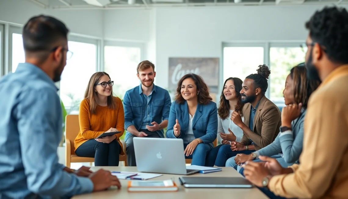 KJC workshop leader engaging diverse individuals in development discussions.
